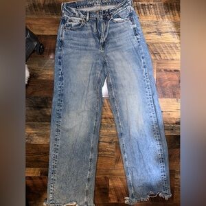 American Eagle Wide Leg Frayed Hem Jeans